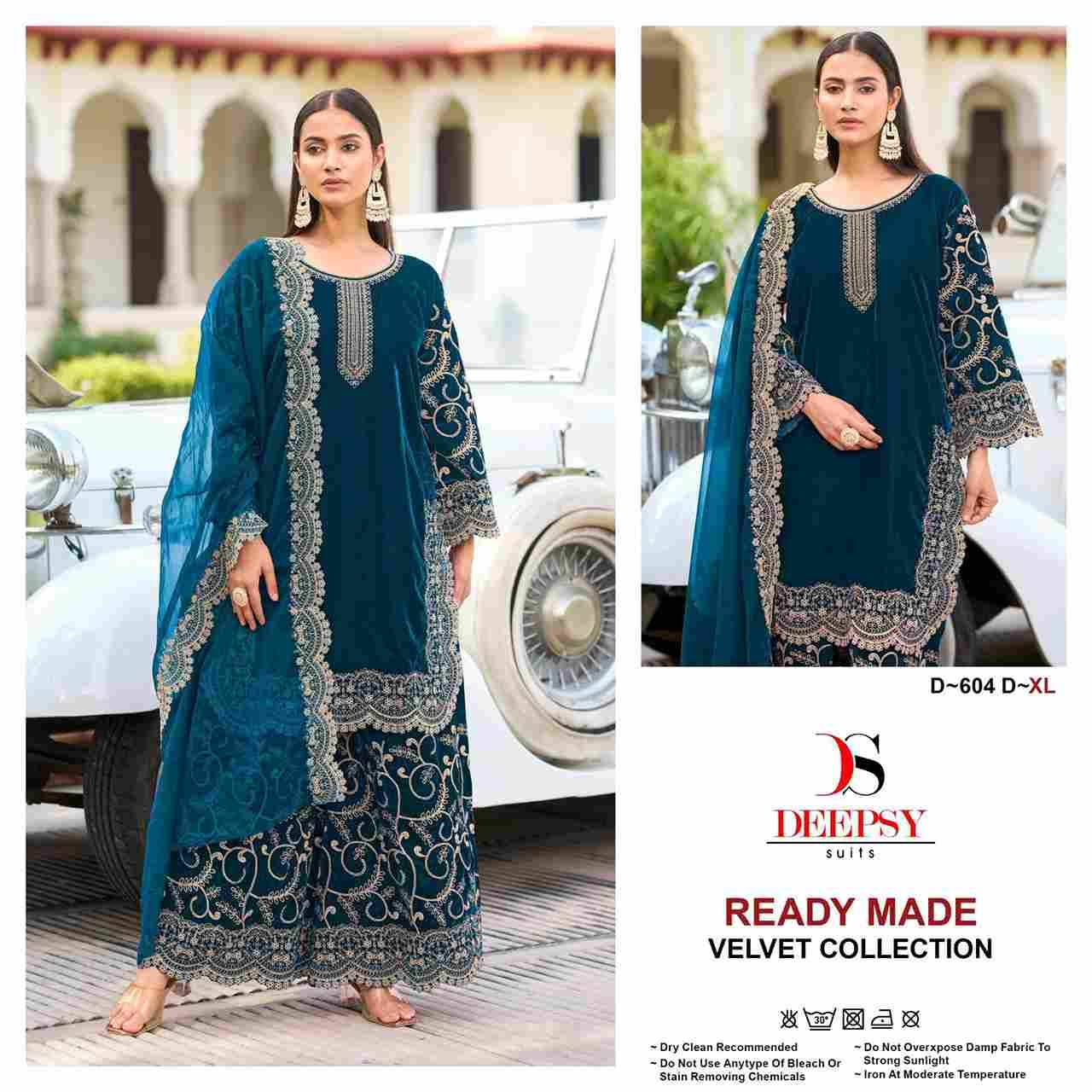 Deepsy Hit Design 604 Colours By Deepsy Suits 604-A To 604-D Series Beautiful Pakistani Suits Colorful Stylish Fancy Casual Wear & Ethnic Wear Pure Velvet Embroidered Dresses At Wholesale Price