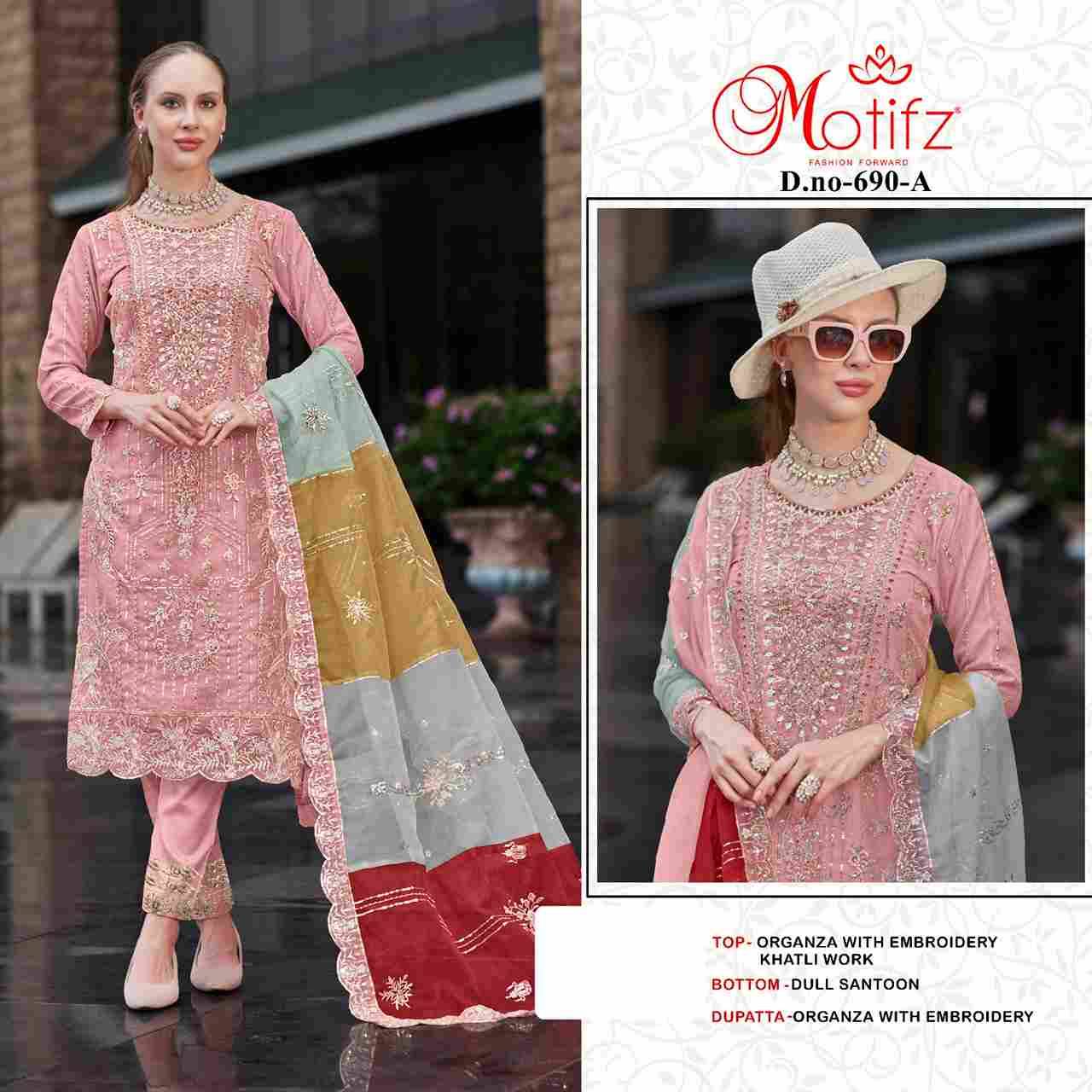 Motifz Hit Design 690 Colours By Motifz 690-A To 690-D Series Beautiful Pakistani Suits Colorful Stylish Fancy Casual Wear & Ethnic Wear Organza Dresses At Wholesale Price