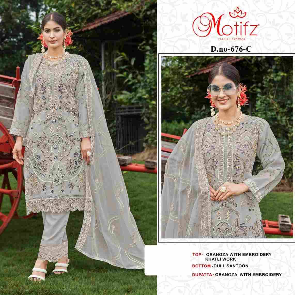 Motifz Hit Design 676 Colours By Motifz 676-A To 676-D Series Beautiful Pakistani Suits Colorful Stylish Fancy Casual Wear & Ethnic Wear Organza Dresses At Wholesale Price