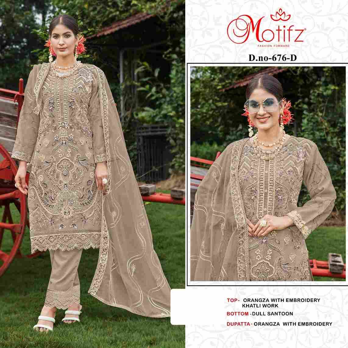 Motifz Hit Design 676 Colours By Motifz 676-A To 676-D Series Beautiful Pakistani Suits Colorful Stylish Fancy Casual Wear & Ethnic Wear Organza Dresses At Wholesale Price