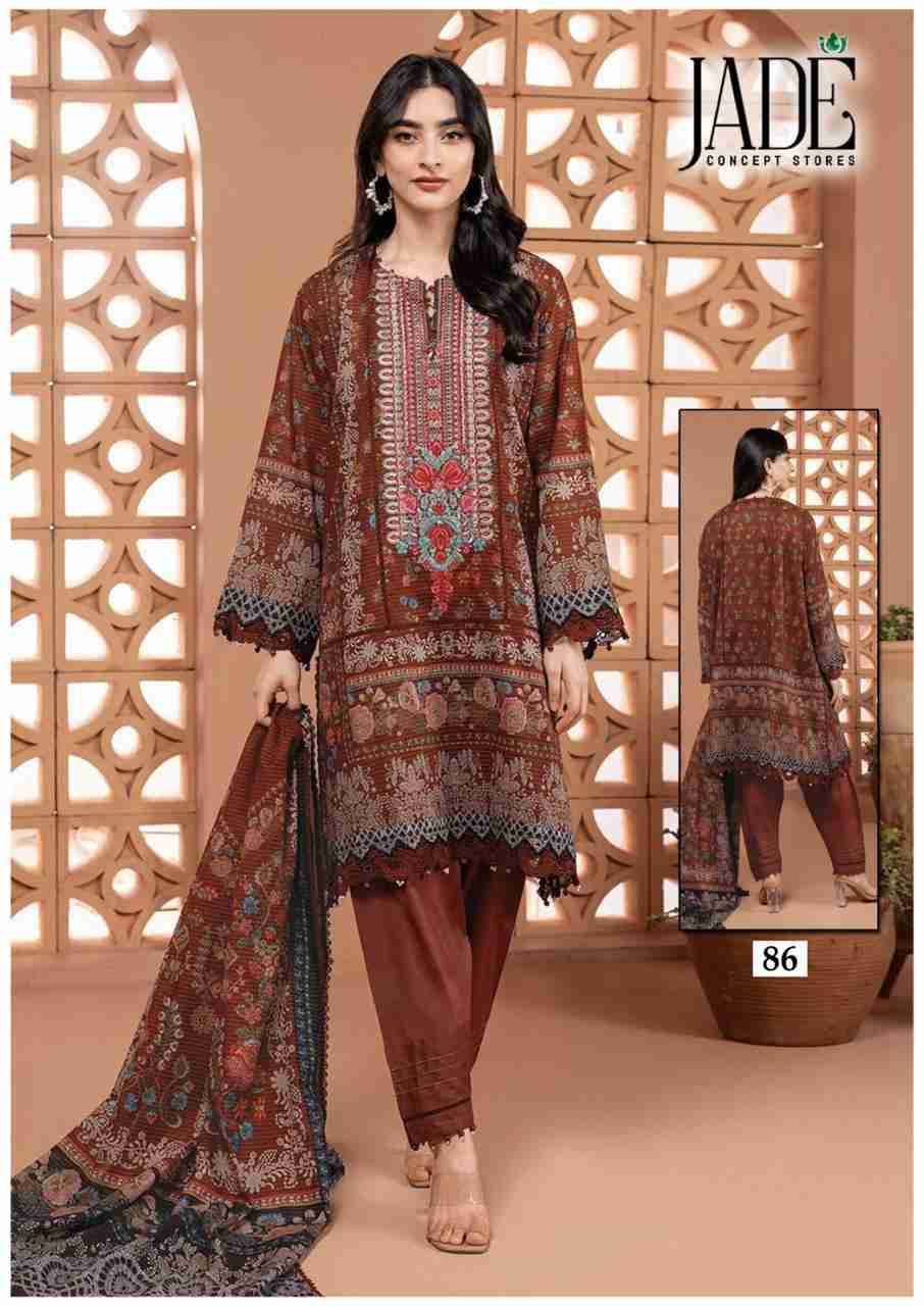 Chevron Vol-9 By Jade 81 To 86 Series Beautiful Festive Suits Colorful Stylish Fancy Casual Wear & Ethnic Wear Pure Lawn Cotton Embroidered Dresses At Wholesale Price