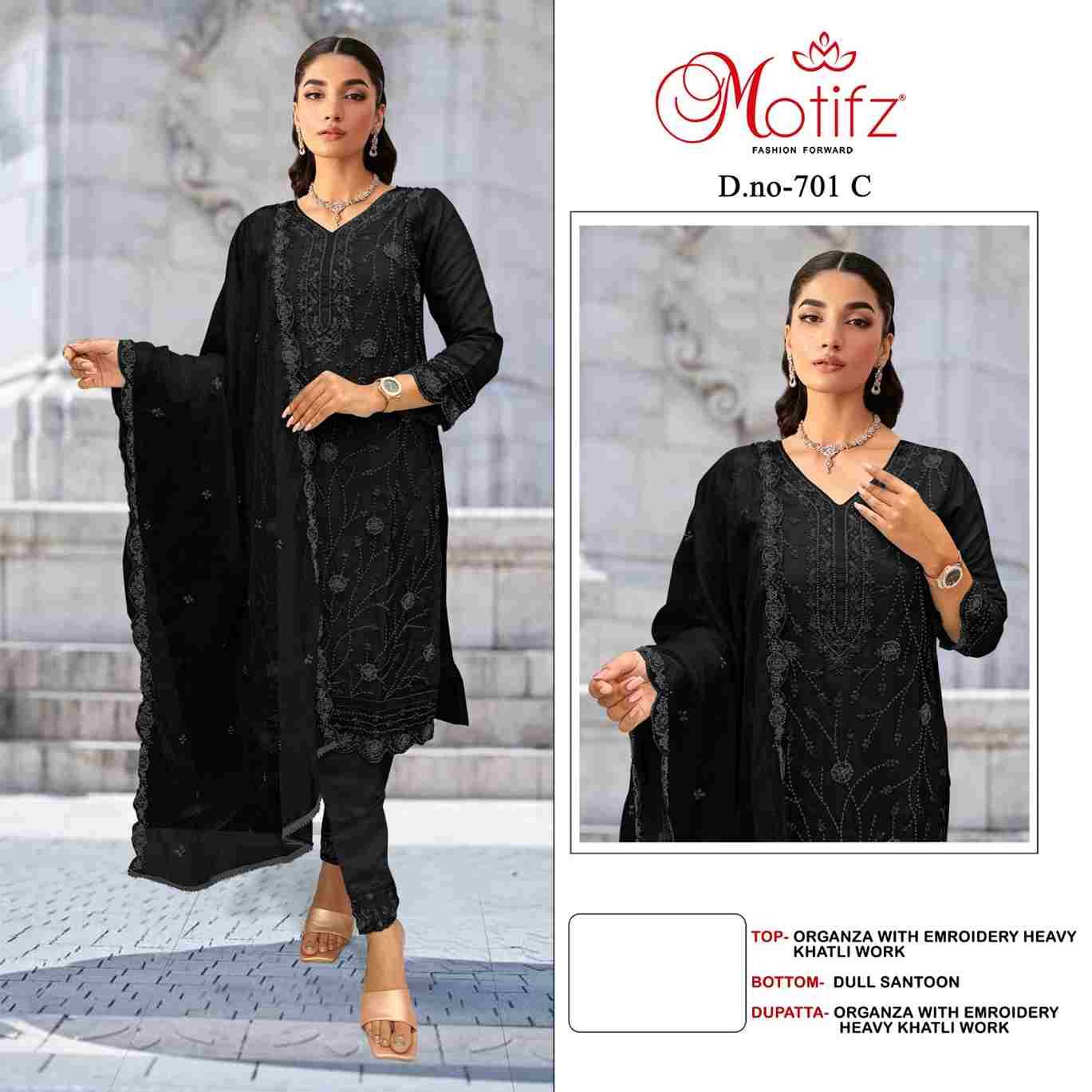 Motifz Hit Design 701 Colours By Motifz 701-A To 701-D Series Beautiful Pakistani Suits Colorful Stylish Fancy Casual Wear & Ethnic Wear Organza Dresses At Wholesale Price