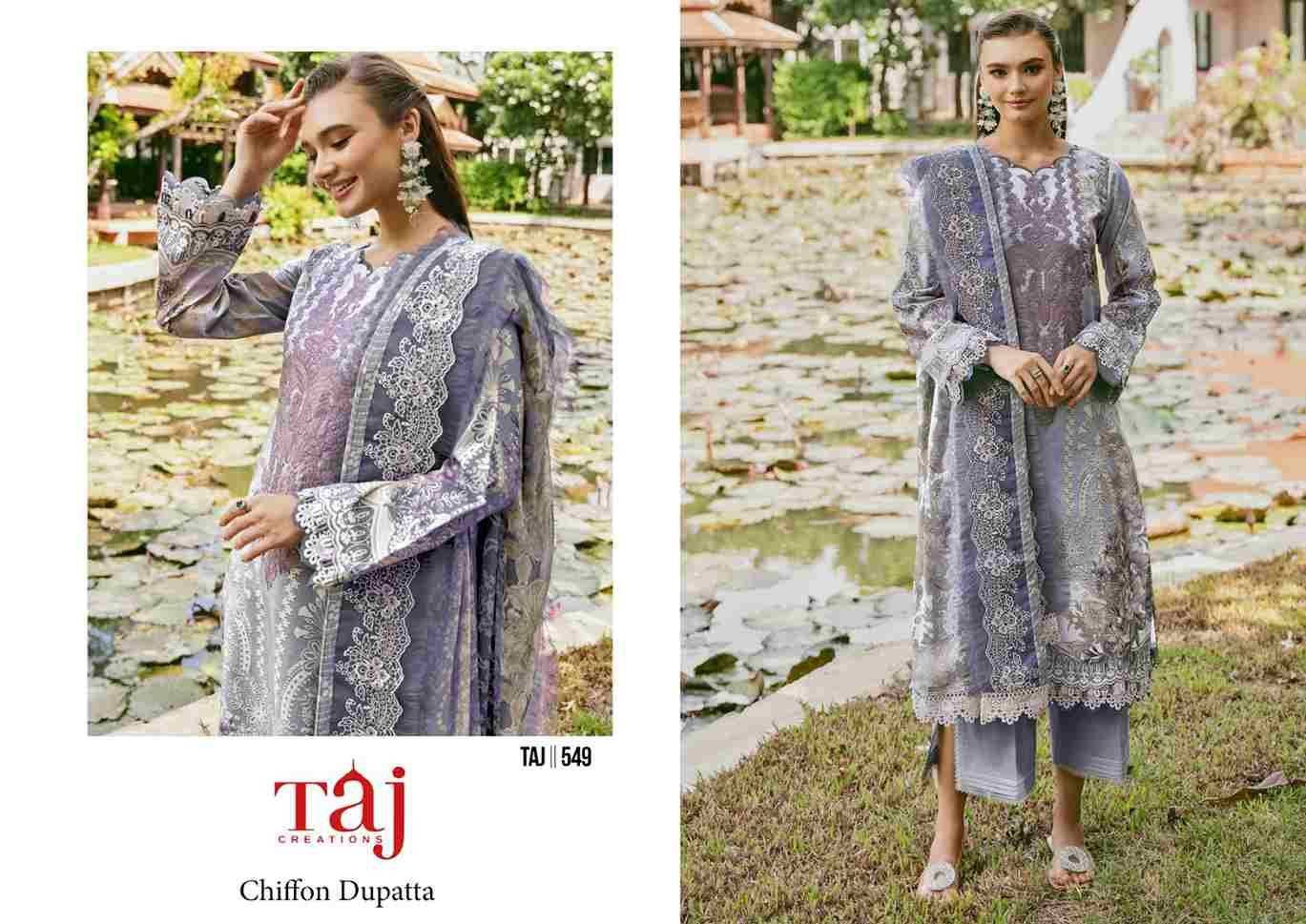 Taj 549 Series By Taj Creation 549 To 550 Series Beautiful Pakistani Suits Colorful Stylish Fancy Casual Wear & Ethnic Wear Pure Cotton Print With Embroidered Dresses At Wholesale Price