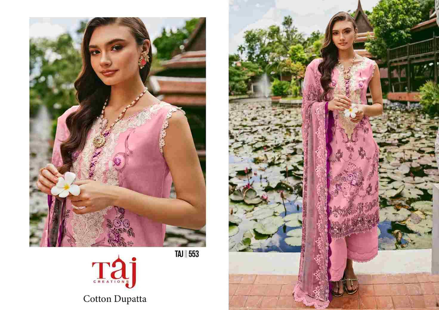 Taj 552 Series By Taj Creation 552 To 553 Series Beautiful Pakistani Suits Colorful Stylish Fancy Casual Wear & Ethnic Wear Pure Cotton Print With Embroidered Dresses At Wholesale Price