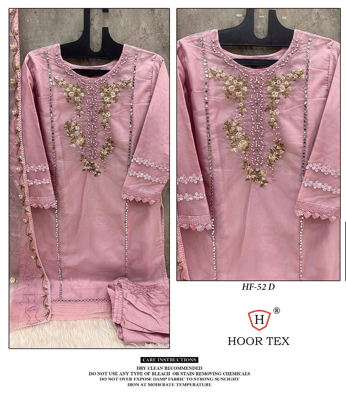 Hoor Tex Hit Design HF-52 Colours By Hoor Tex HF-52-A To HF-52-D Series Pakistani Suits Beautiful Fancy Colorful Stylish Party Wear & Occasional Wear Organza Dresses At Wholesale Price