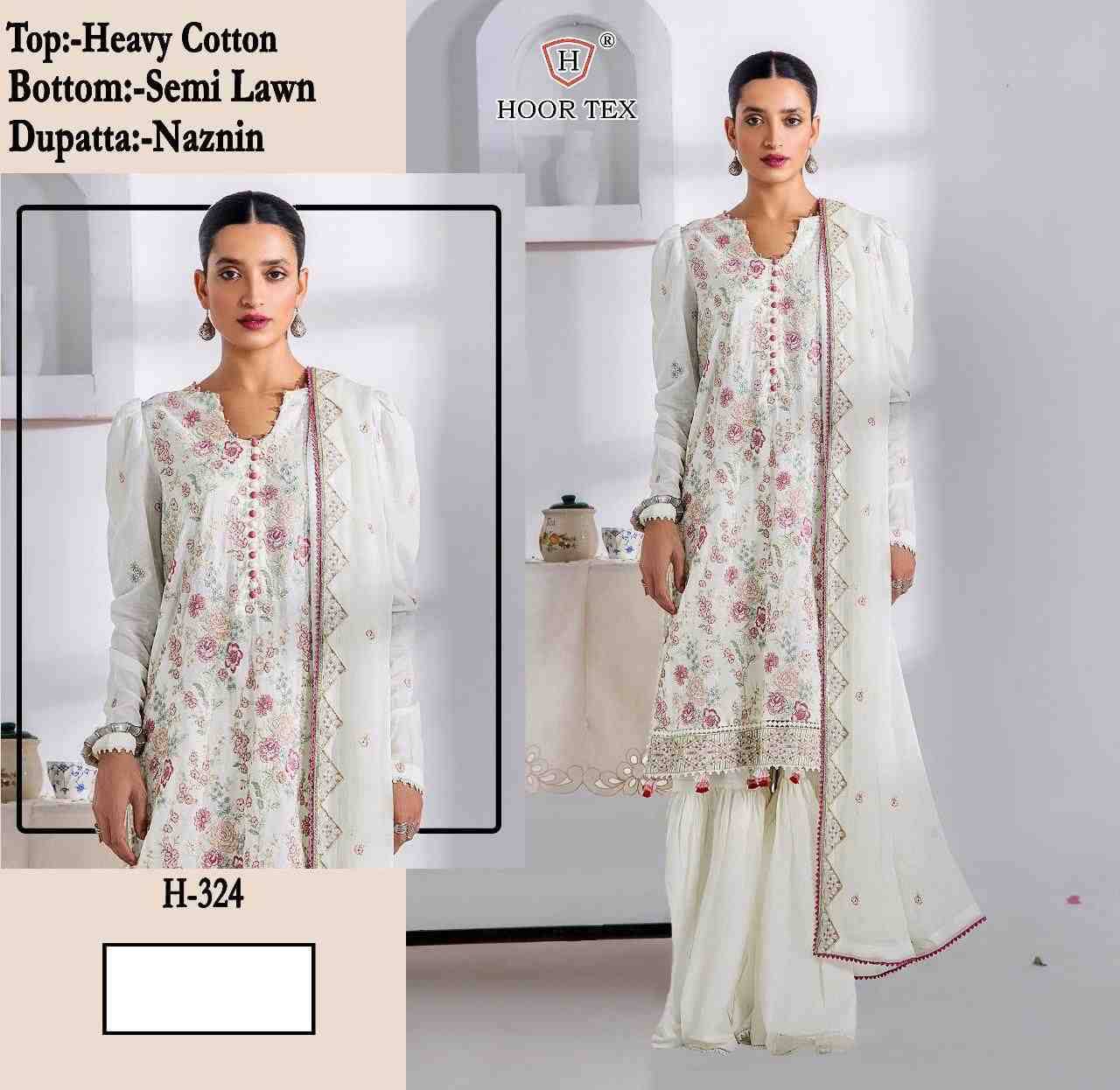 Hoor Tex Hit Design H-324 By Hoor Tex Designer Festive Pakistani Suits Collection Beautiful Stylish Fancy Colorful Party Wear & Occasional Wear Heavy Cotton With Embroidered Dresses At Wholesale Price