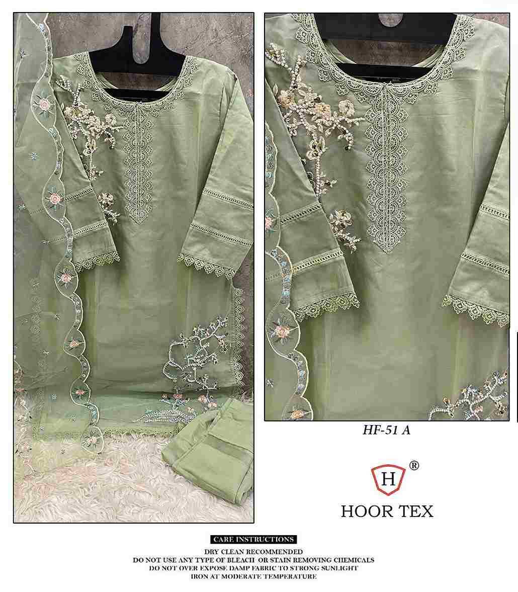 Hoor Tex Hit Design HF-51 Colours By Hoor Tex HF-51-A To HF-51-D Series Pakistani Suits Beautiful Fancy Colorful Stylish Party Wear & Occasional Wear Organza Dresses At Wholesale Price