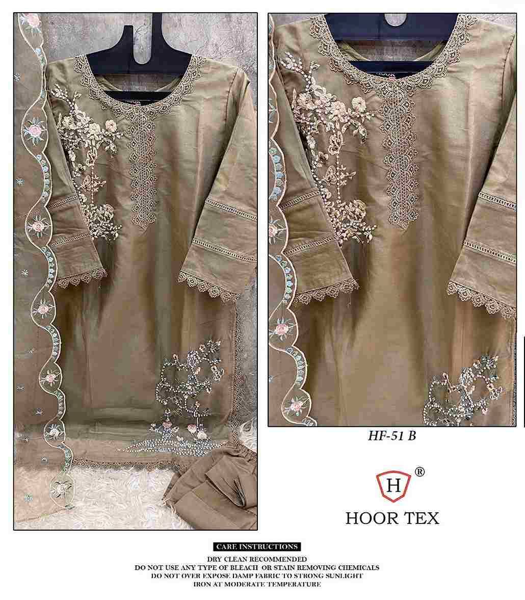 Hoor Tex Hit Design HF-51 Colours By Hoor Tex HF-51-A To HF-51-D Series Pakistani Suits Beautiful Fancy Colorful Stylish Party Wear & Occasional Wear Organza Dresses At Wholesale Price