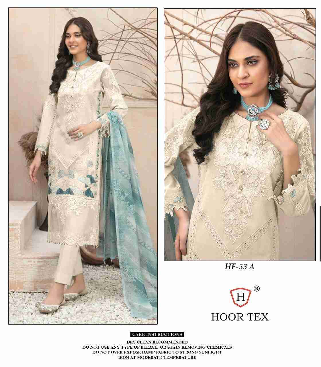 Hoor Tex Hit Design HF-53 Colours By Hoor Tex HF-53-A To HF-53-D Series Designer Festive Pakistani Suits Collection Beautiful Stylish Fancy Colorful Party Wear & Occasional Wear Organza Embroidered Dresses At Wholesale Price