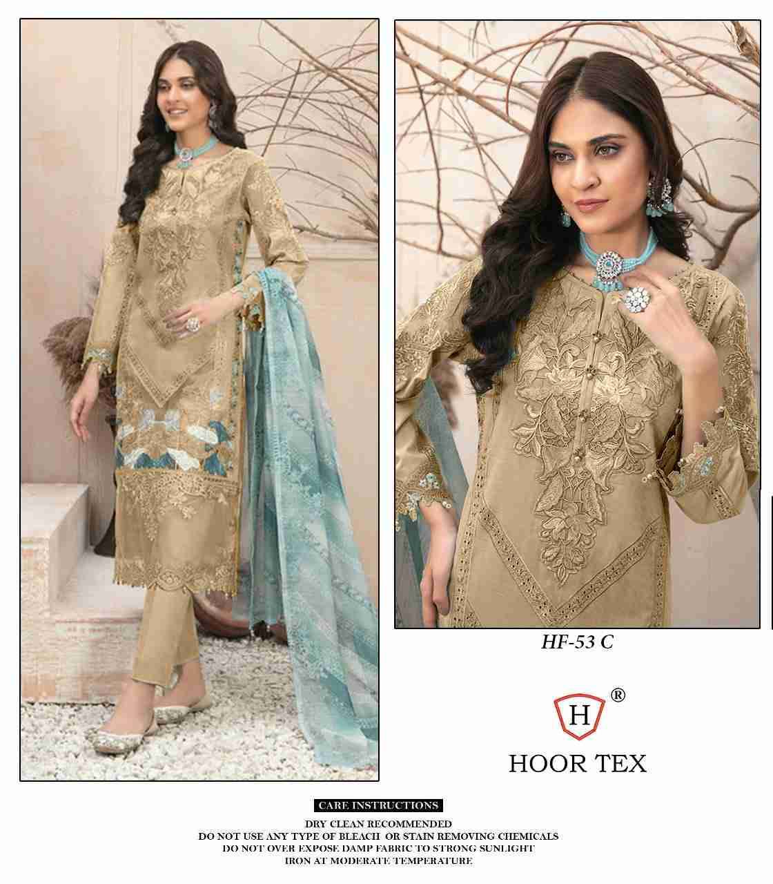 Hoor Tex Hit Design HF-53 Colours By Hoor Tex HF-53-A To HF-53-D Series Designer Festive Pakistani Suits Collection Beautiful Stylish Fancy Colorful Party Wear & Occasional Wear Organza Embroidered Dresses At Wholesale Price