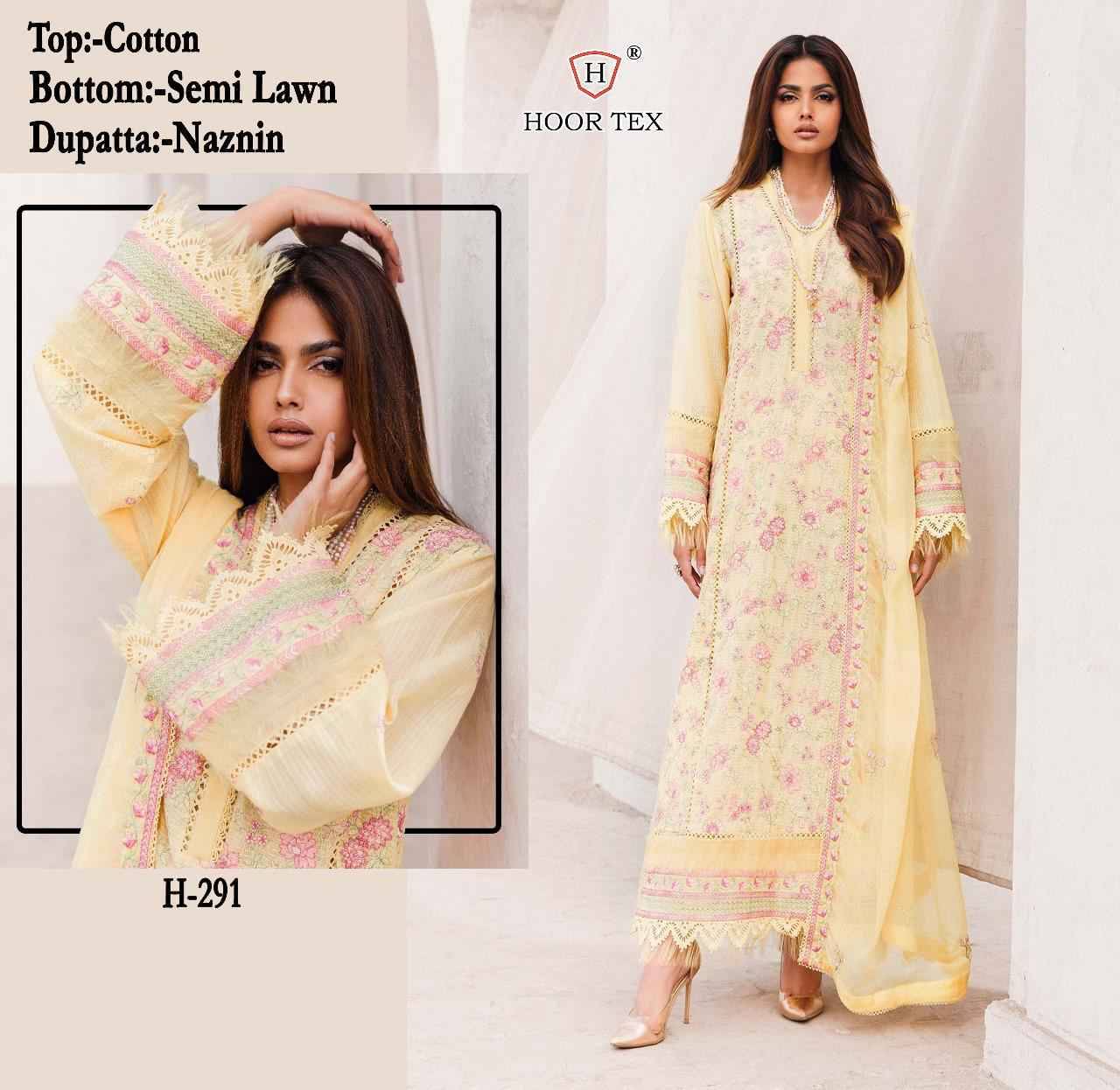 Hoor Tex Hit Design H-291 By Hoor Tex Designer Festive Pakistani Suits Collection Beautiful Stylish Fancy Colorful Party Wear & Occasional Wear Cotton Embroidered Dresses At Wholesale Price