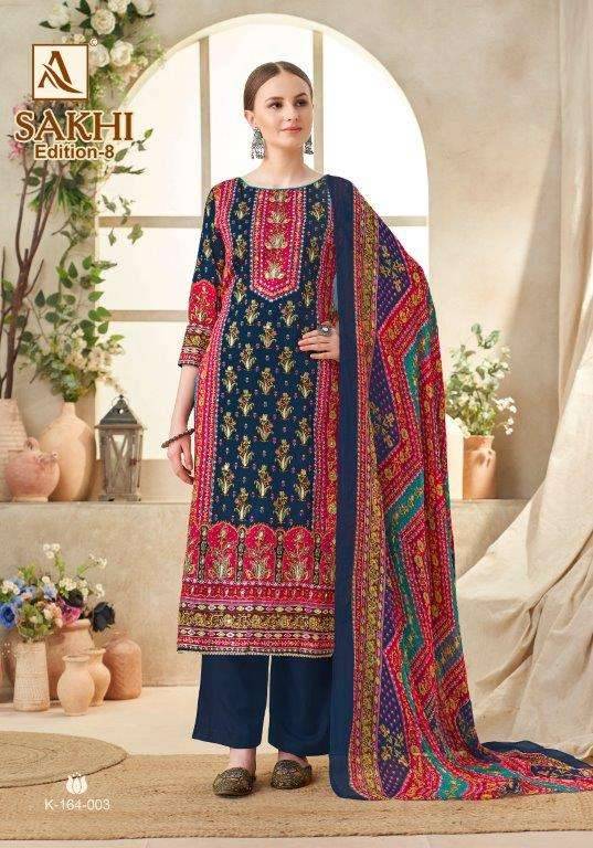 Sakhi Vol-8 By Alok Suit 164-001 To 164-004 Series Beautiful Festive Suits Colorful Stylish Fancy Casual Wear & Ethnic Wear Pure Jam Dresses At Wholesale Price