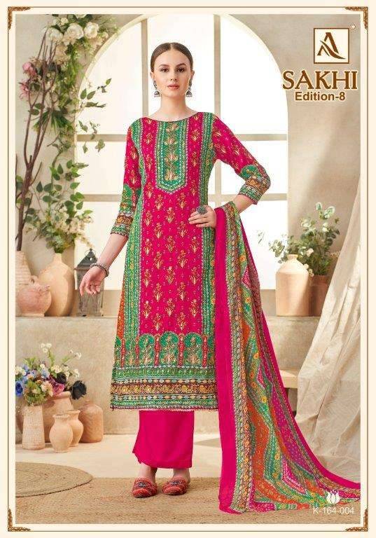 Sakhi Vol-8 By Alok Suit 164-001 To 164-004 Series Beautiful Festive Suits Colorful Stylish Fancy Casual Wear & Ethnic Wear Pure Jam Dresses At Wholesale Price