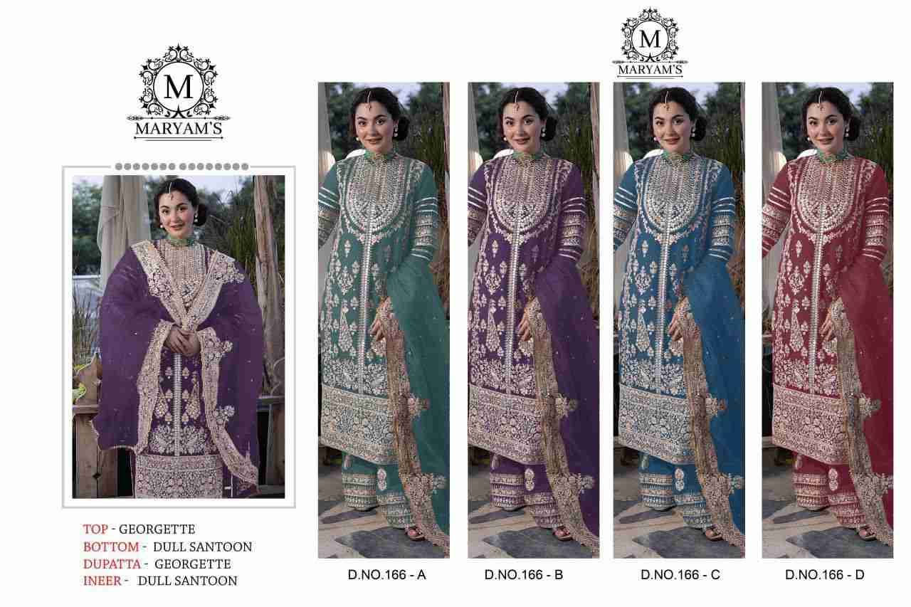 Maryams 166 Colours By Maryams 166-A To 166-D Series Pakistani Suits Beautiful Fancy Colorful Stylish Party Wear & Occasional Wear Georgette Embroidery Dresses At Wholesale Price