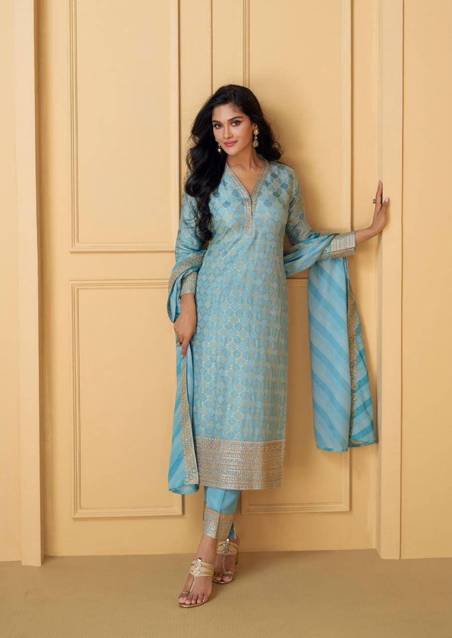 Nutan By Sayuri 5570 To 5573 Series Beautiful Stylish Suits Fancy Colorful Casual Wear & Ethnic Wear & Ready To Wear Viscose Jacquard Silk Dresses At Wholesale Price