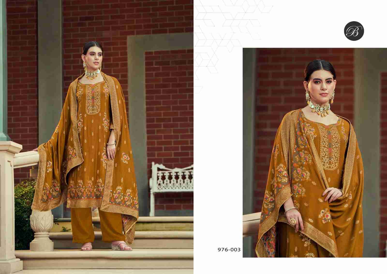 Nazakat By Belliza 976-001 To 976-006 Series Beautiful Stylish Festive Suits Fancy Colorful Casual Wear & Ethnic Wear & Ready To Wear Pure Viscose Pashmina Jacquard Dresses At Wholesale Price