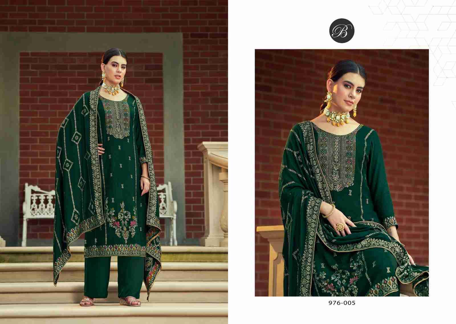 Nazakat By Belliza 976-001 To 976-006 Series Beautiful Stylish Festive Suits Fancy Colorful Casual Wear & Ethnic Wear & Ready To Wear Pure Viscose Pashmina Jacquard Dresses At Wholesale Price