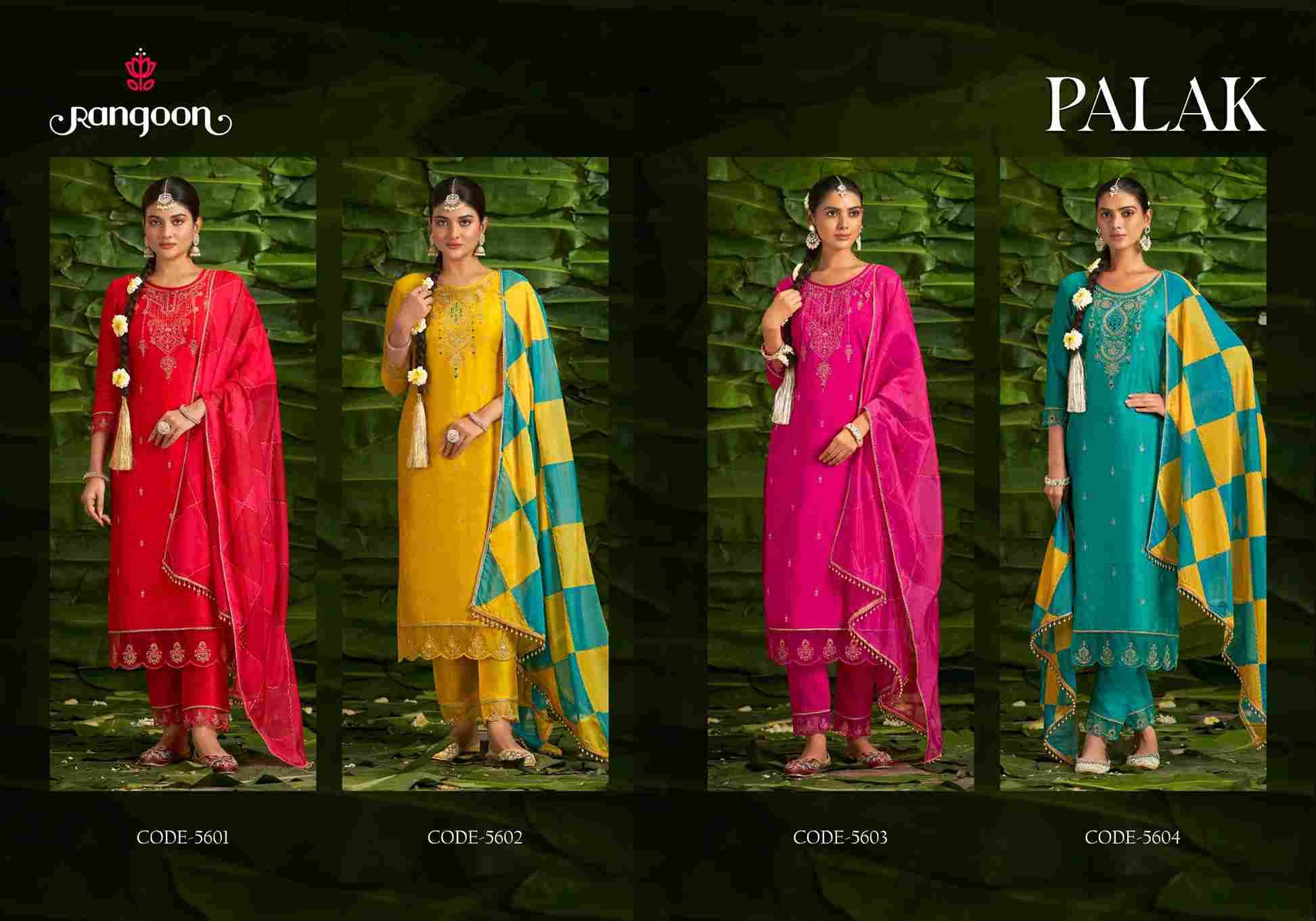 Palak By Rangoon 5601 To 5604 Series Beautiful Stylish Festive Suits Fancy Colorful Casual Wear & Ethnic Wear & Ready To Wear Viscose With Work Dresses At Wholesale Price