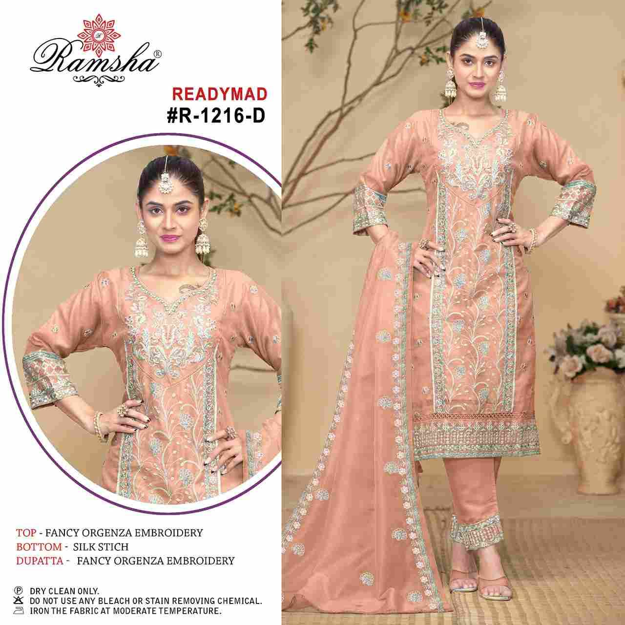 Ramsha 1216 Colours By Ramsha 1216-A To 1216-D Series Beautiful Pakistani Suits Colorful Stylish Fancy Casual Wear & Ethnic Wear Organza Dresses At Wholesale Price