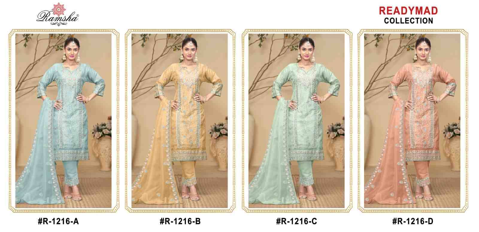 Ramsha 1216 Colours By Ramsha 1216-A To 1216-D Series Beautiful Pakistani Suits Colorful Stylish Fancy Casual Wear & Ethnic Wear Organza Dresses At Wholesale Price