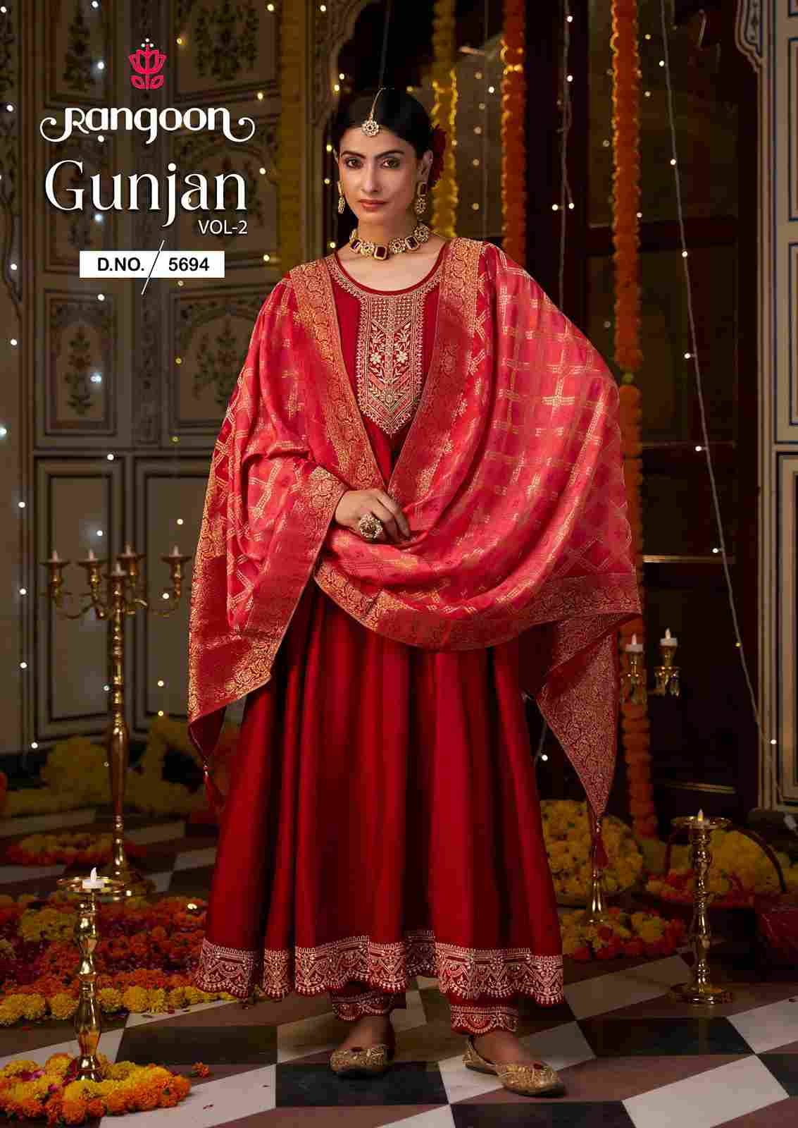 Gunjan Vol-2 By Rangoon 5691 To 5696 Series Beautiful Stylish Festive Suits Fancy Colorful Casual Wear & Ethnic Wear & Ready To Wear Silk Embroidered Dresses At Wholesale Price