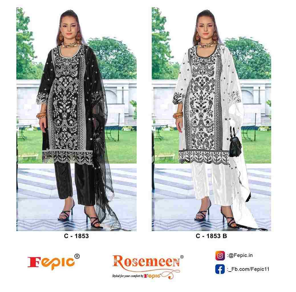 Fepic 1853 Colours By Fepic 1853-A To 1853-B Series Beautiful Pakistani Suits Colorful Stylish Fancy Casual Wear & Ethnic Wear Organza Embroidered Dresses At Wholesale Price