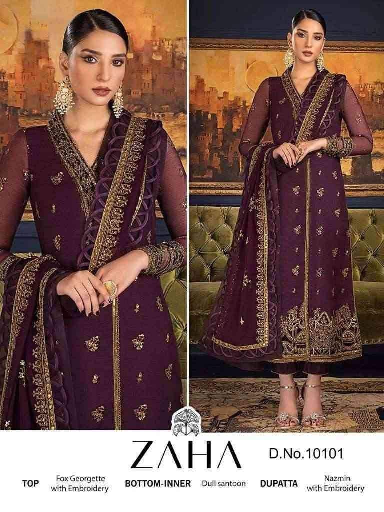 Zaha-10101 By Zaha Beautiful Pakistani Suits Colorful Stylish Fancy Casual Wear & Ethnic Wear Faux Georgette Embroidered Dresses At Wholesale Price