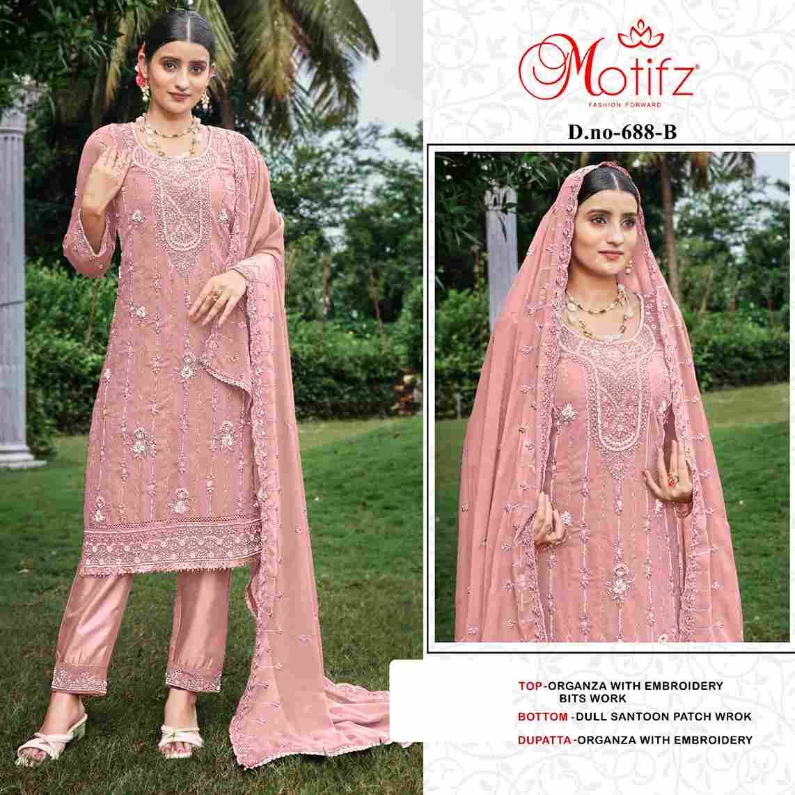 Motifz Hit Design 688 Colours By Motifz 688-A To 688-D Series Beautiful Pakistani Suits Colorful Stylish Fancy Casual Wear & Ethnic Wear Organza Dresses At Wholesale Price