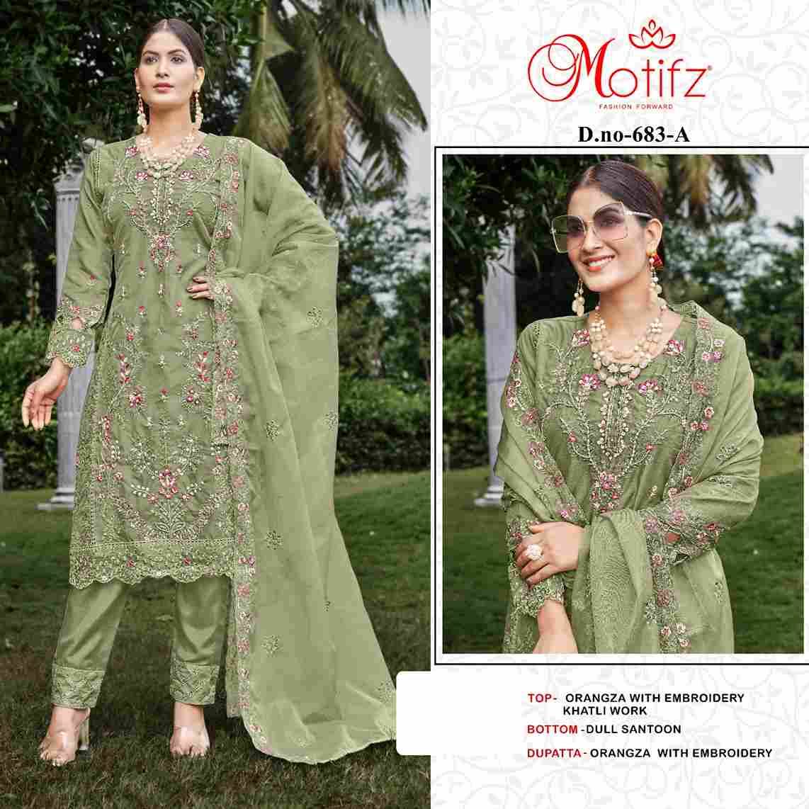 Motifz Hit Design 683 Colours By Motifz 683-A To 683-D Series Beautiful Pakistani Suits Colorful Stylish Fancy Casual Wear & Ethnic Wear Organza Dresses At Wholesale Price