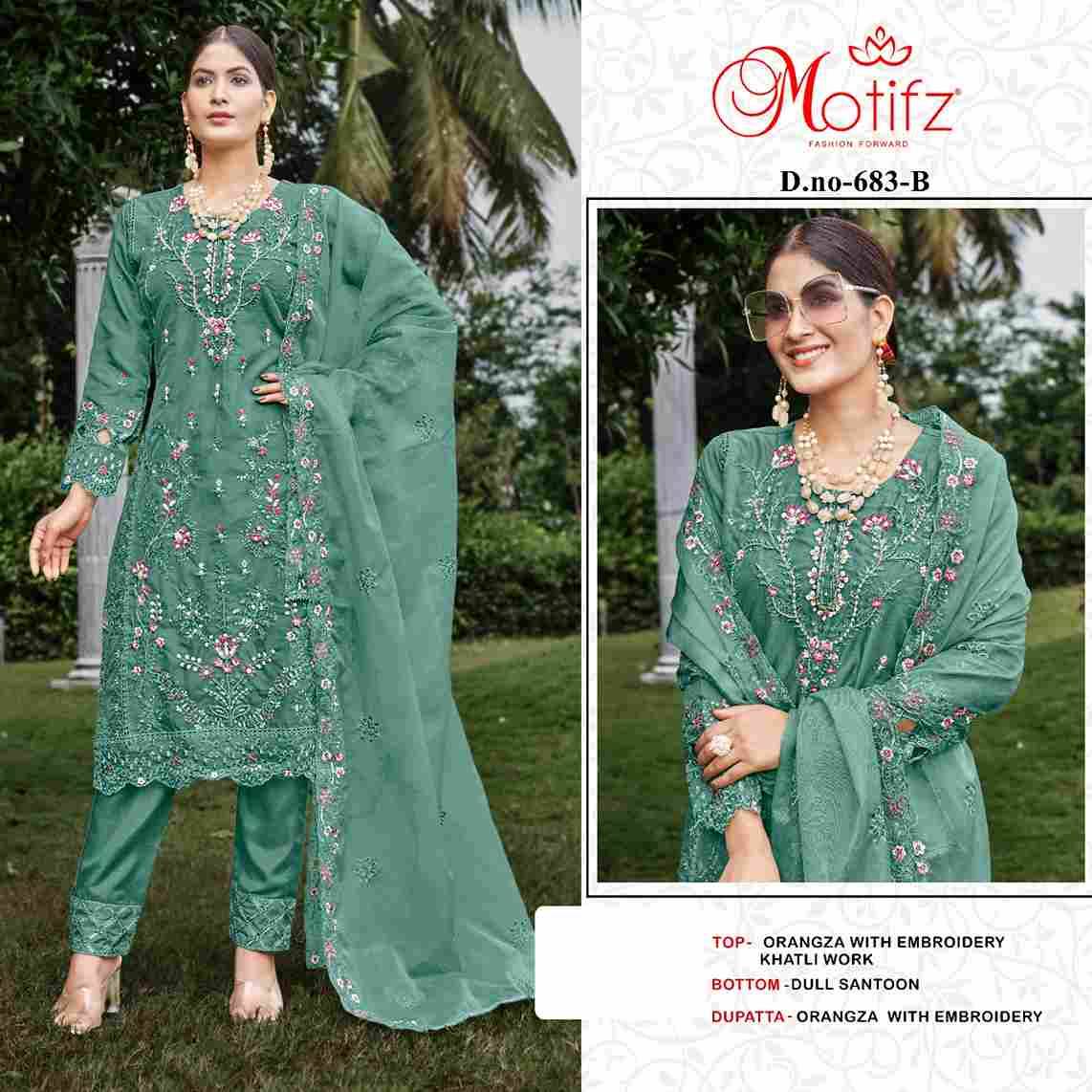 Motifz Hit Design 683 Colours By Motifz 683-A To 683-D Series Beautiful Pakistani Suits Colorful Stylish Fancy Casual Wear & Ethnic Wear Organza Dresses At Wholesale Price