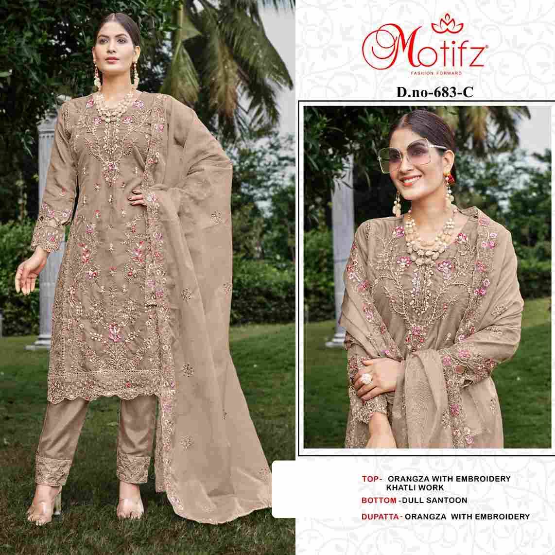 Motifz Hit Design 683 Colours By Motifz 683-A To 683-D Series Beautiful Pakistani Suits Colorful Stylish Fancy Casual Wear & Ethnic Wear Organza Dresses At Wholesale Price