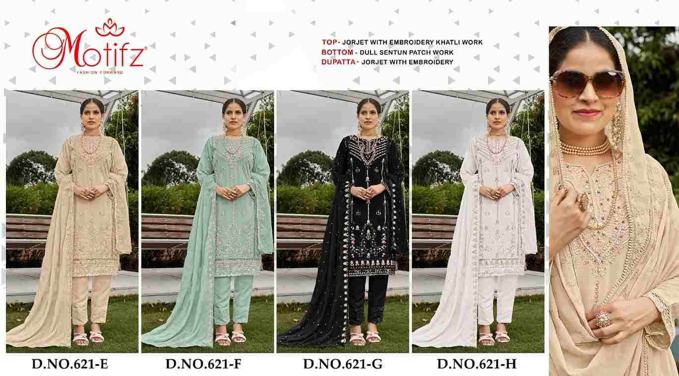 Motifz Hit Design 621 Colours Vol-2 By Motifz 621-E To 621-H Series Beautiful Pakistani Suits Colorful Stylish Fancy Casual Wear & Ethnic Wear Georgette Dresses At Wholesale Price