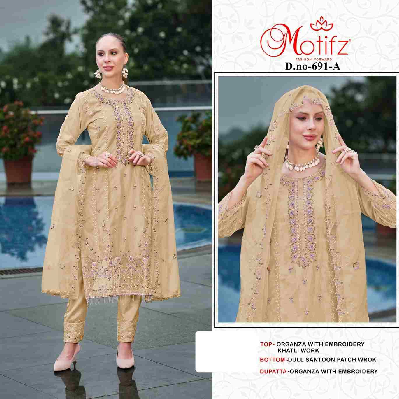 Motifz Hit Design 691 Colours By Motifz 683-A To 683-D Series Beautiful Pakistani Suits Colorful Stylish Fancy Casual Wear & Ethnic Wear Organza Dresses At Wholesale Price