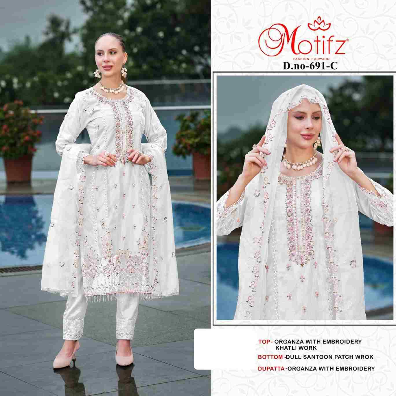 Motifz Hit Design 691 Colours By Motifz 683-A To 683-D Series Beautiful Pakistani Suits Colorful Stylish Fancy Casual Wear & Ethnic Wear Organza Dresses At Wholesale Price