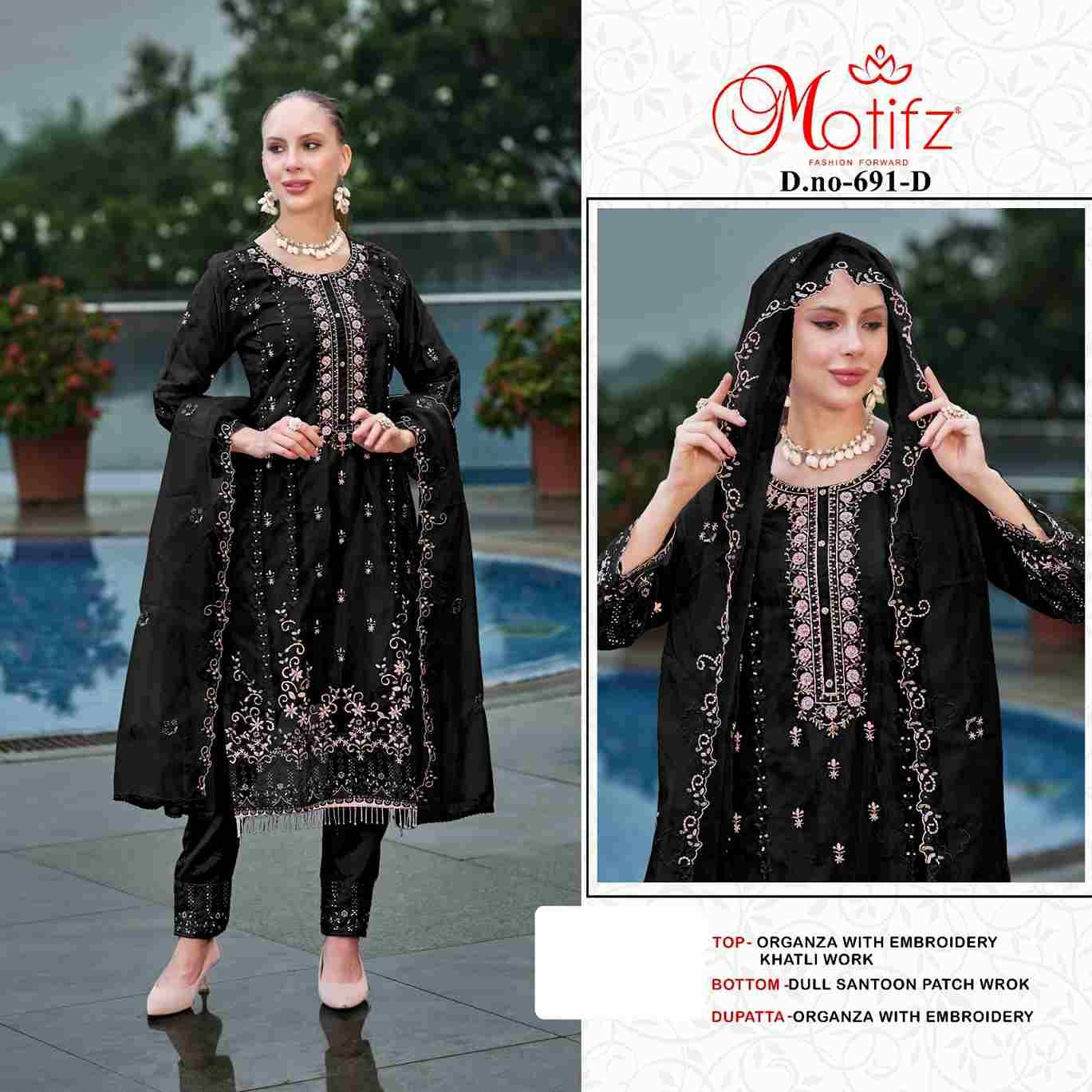 Motifz Hit Design 691 Colours By Motifz 683-A To 683-D Series Beautiful Pakistani Suits Colorful Stylish Fancy Casual Wear & Ethnic Wear Organza Dresses At Wholesale Price