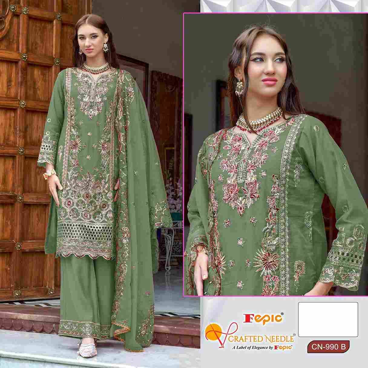 Fepic 990 Colours By Fepic 990-A To 990-C Series Beautiful Pakistani Suits Colorful Stylish Fancy Casual Wear & Ethnic Wear Organza Embroidered Dresses At Wholesale Price