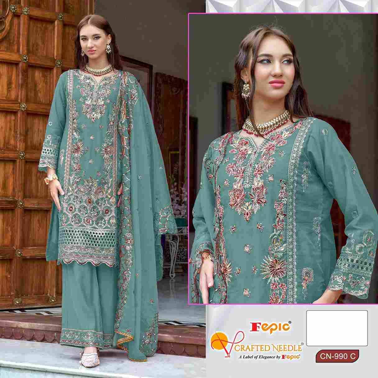 Fepic 990 Colours By Fepic 990-A To 990-C Series Beautiful Pakistani Suits Colorful Stylish Fancy Casual Wear & Ethnic Wear Organza Embroidered Dresses At Wholesale Price