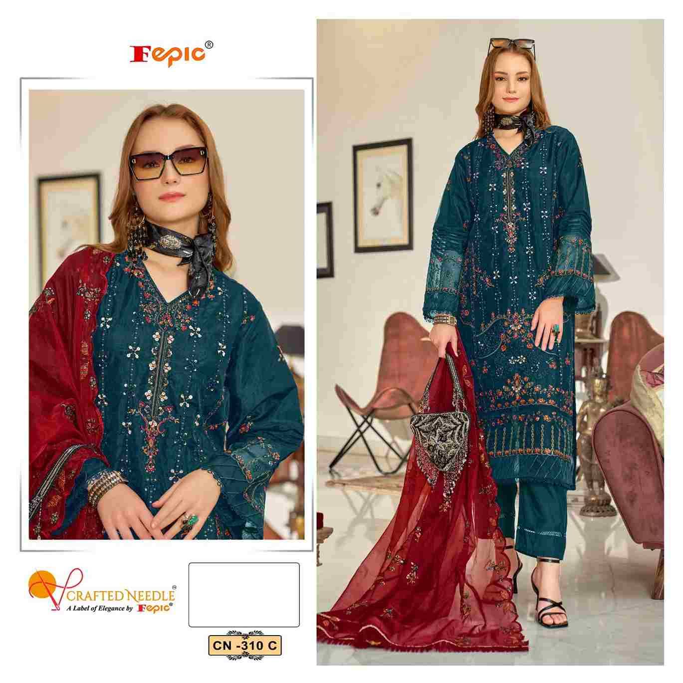 Fepic 310 Colours By Fepic 310-A To 310-C Series Beautiful Pakistani Suits Colorful Stylish Fancy Casual Wear & Ethnic Wear Organza Embroidered Dresses At Wholesale Price