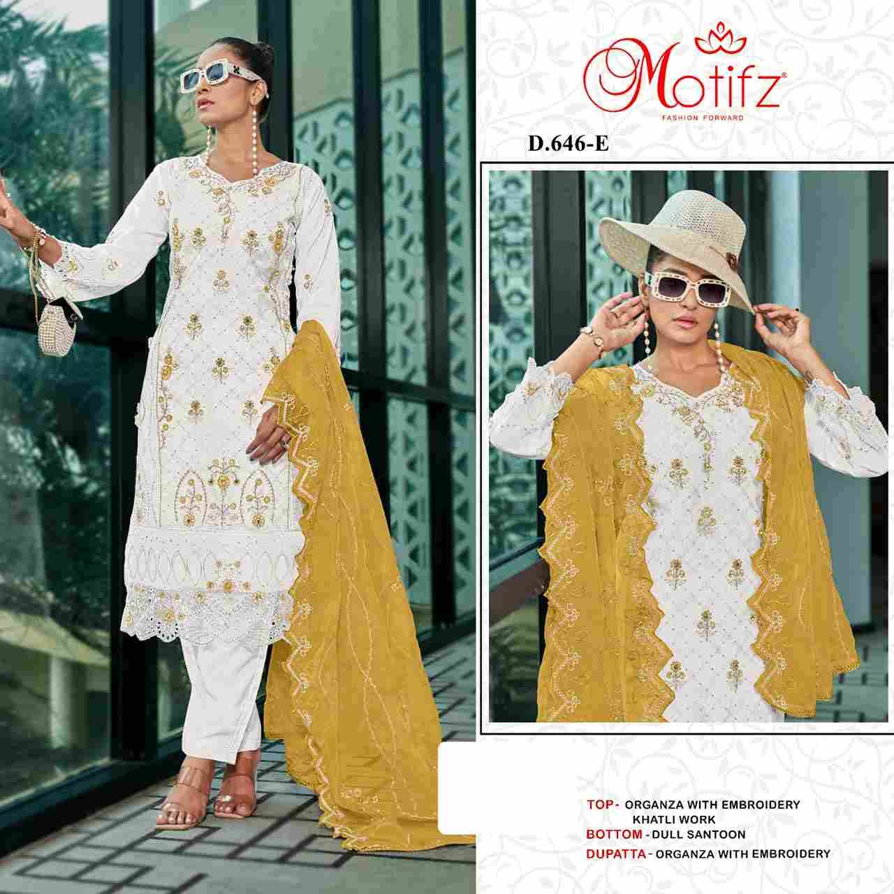 Motifz Hit Design 646 Colours Vol-2 By Motifz 646-E To 646-H Series Beautiful Pakistani Suits Colorful Stylish Fancy Casual Wear & Ethnic Wear Organza Dresses At Wholesale Price