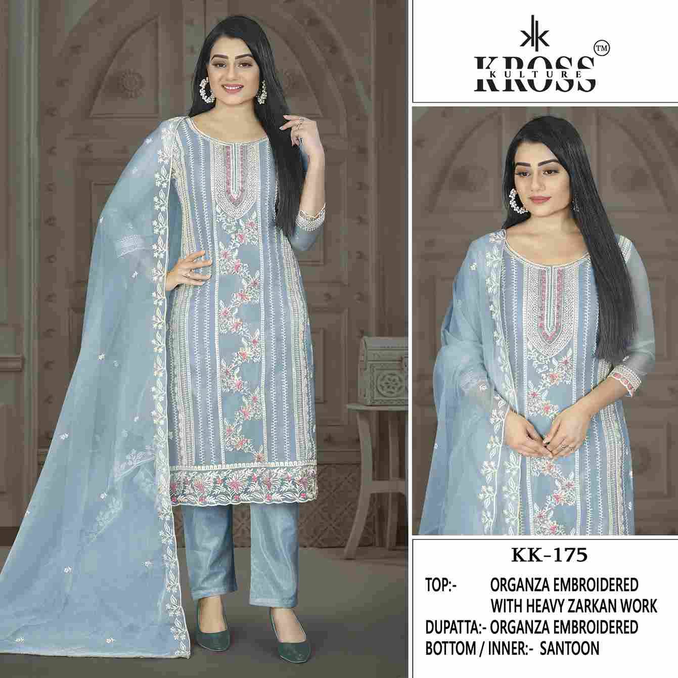 Kross Kulture Hit Design 175 Colours By Kross Kulture 175-A To 175-D Series Beautiful Pakistani Suits Colorful Stylish Fancy Casual Wear & Ethnic Wear Organza Embroidered Dresses At Wholesale Price