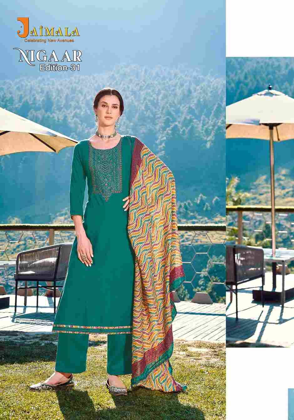 Nigaar Vol-31 By Jaimala 1669-001 To 1669-008 Series Beautiful Festive Suits Colorful Stylish Fancy Casual Wear & Ethnic Wear Pure Rayon Slub With Work Dresses At Wholesale Price