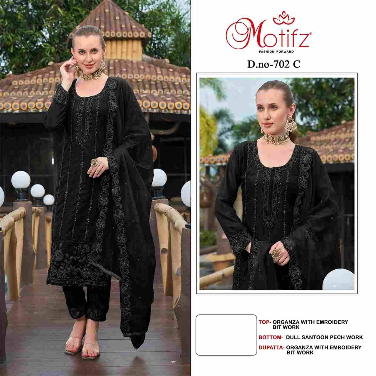 Motifz Hit Design 702 Colours By Motifz 702-A To 702-D Series Beautiful Pakistani Suits Colorful Stylish Fancy Casual Wear & Ethnic Wear Organza Dresses At Wholesale Price