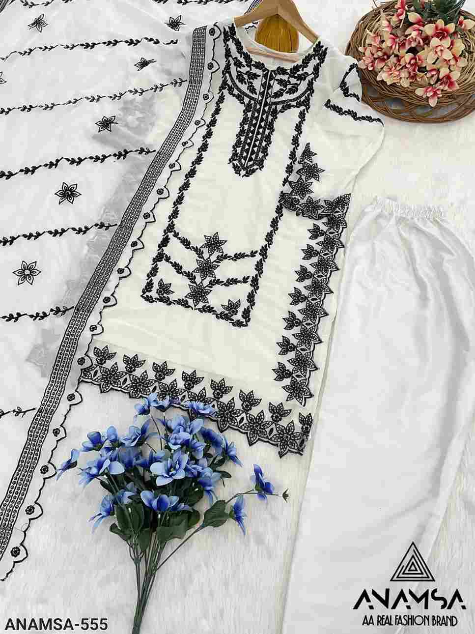 Anamsa Hit Design 555 By Fashid Wholesale Beautiful Pakistani Suits Colorful Stylish Fancy Casual Wear & Ethnic Wear Pure Faux Georgette Embroidered Dresses At Wholesale Price