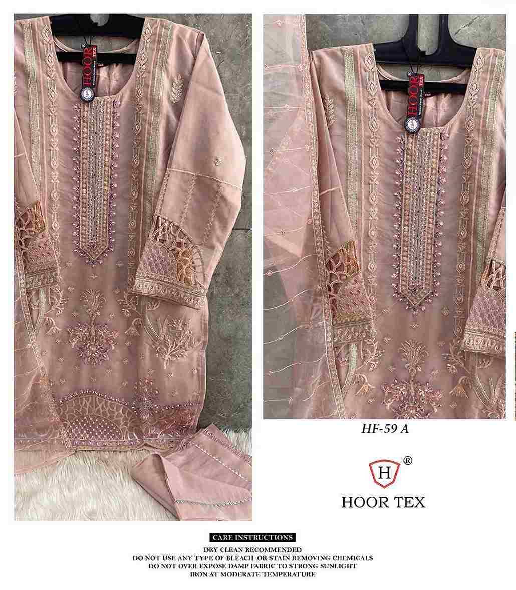 Hoor Tex Hit Design HF-59 Colours By Hoor Tex HF-59-A To HF-59-D Series Designer Festive Pakistani Suits Collection Beautiful Stylish Fancy Colorful Party Wear & Occasional Wear Heavy Organza With Embroidered Dresses At Wholesale Price