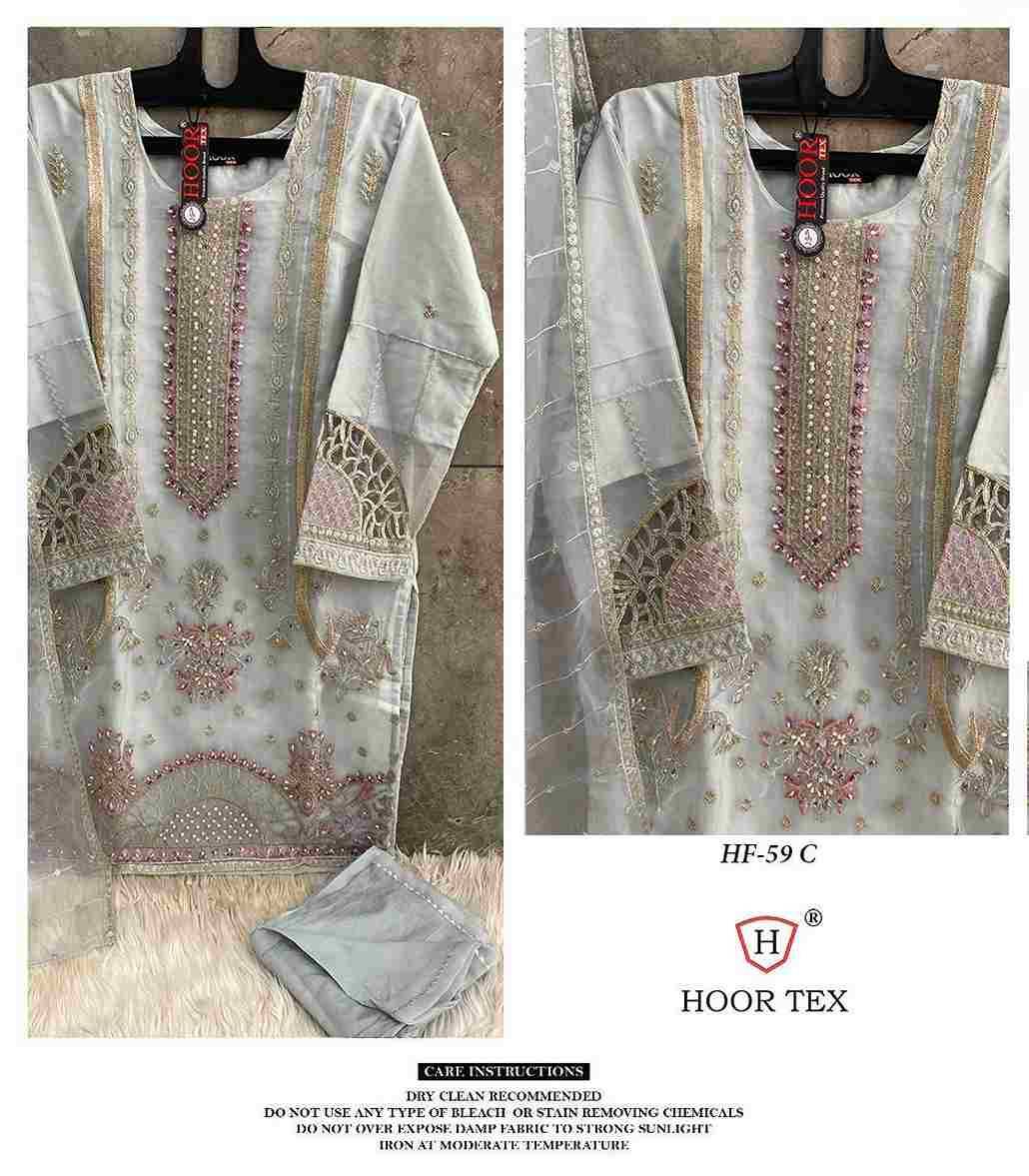 Hoor Tex Hit Design HF-59 Colours By Hoor Tex HF-59-A To HF-59-D Series Designer Festive Pakistani Suits Collection Beautiful Stylish Fancy Colorful Party Wear & Occasional Wear Heavy Organza With Embroidered Dresses At Wholesale Price