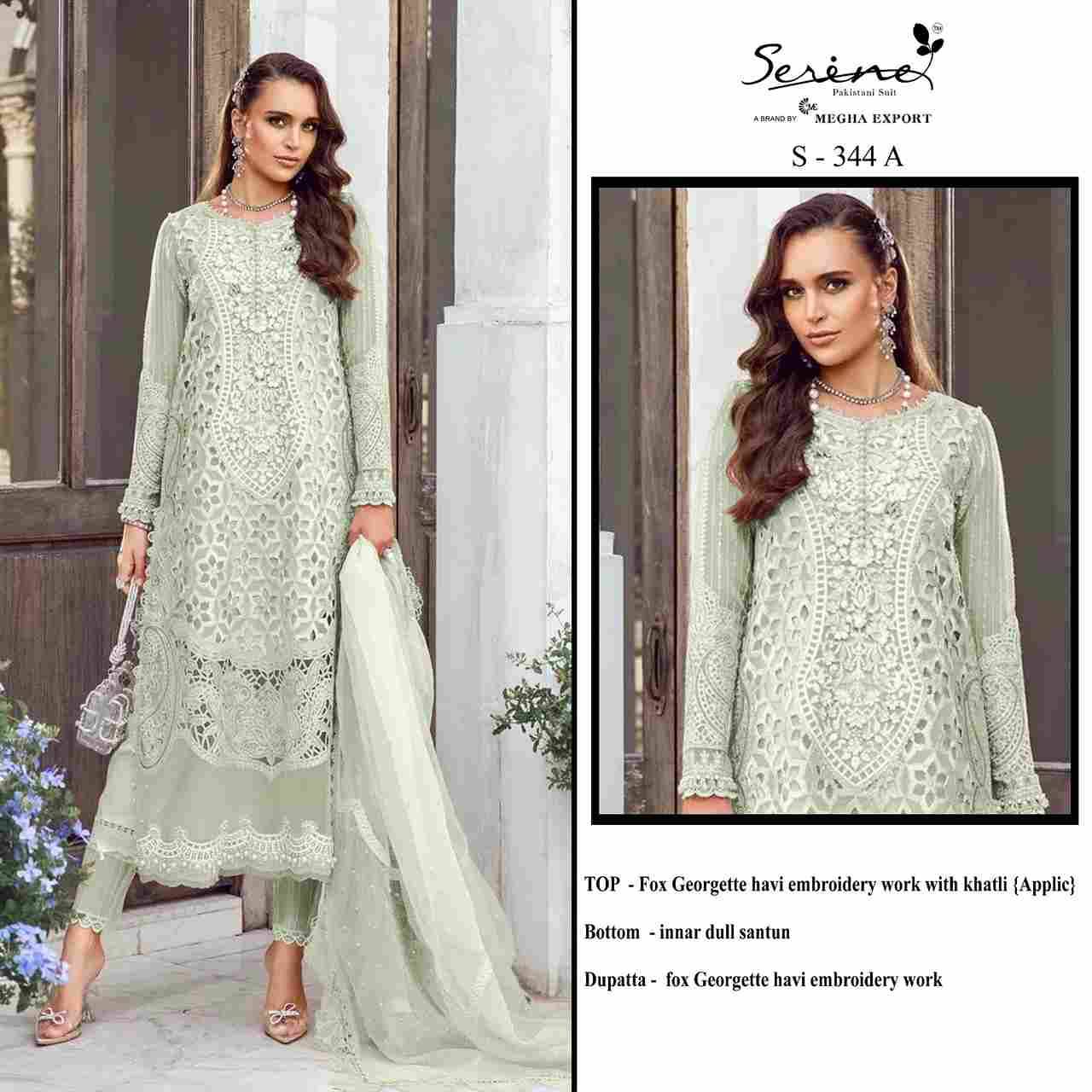 Serene Hit Design S-344 Colours By Serene S-344-A To S-344-D Series Designer Pakistani Suits Beautiful Fancy Colorful Stylish Party Wear & Occasional Wear Faux Georgette Embroidered Dresses At Wholesale Price