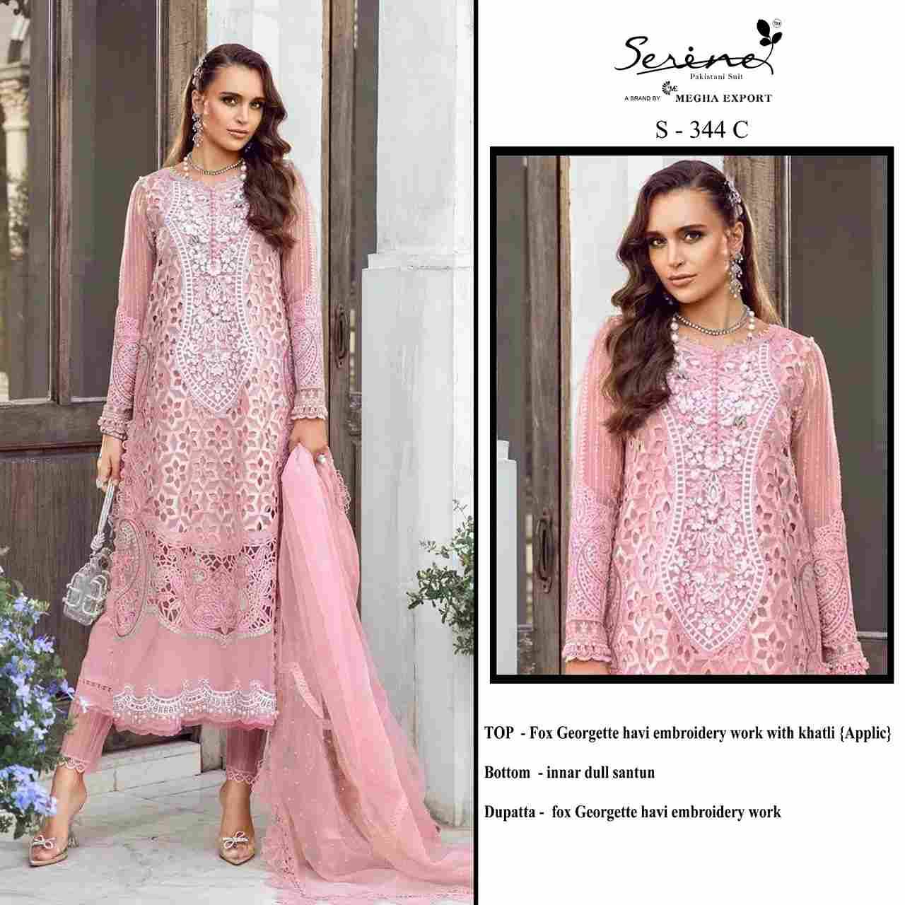 Serene Hit Design S-344 Colours By Serene S-344-A To S-344-D Series Designer Pakistani Suits Beautiful Fancy Colorful Stylish Party Wear & Occasional Wear Faux Georgette Embroidered Dresses At Wholesale Price