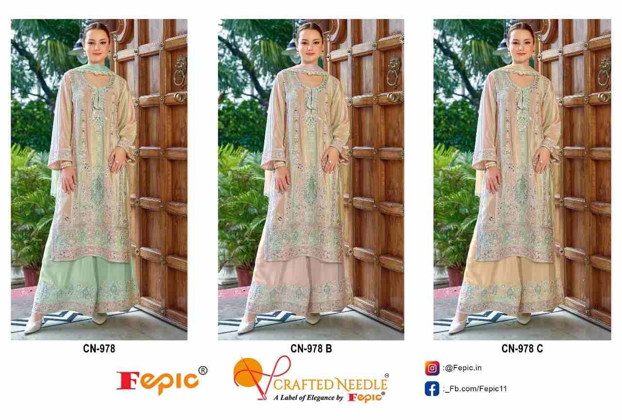 Fepic 978 Colours By Fepic 978-A To 978-C Series Beautiful Pakistani Suits Colorful Stylish Fancy Casual Wear & Ethnic Wear Chinnon Embroidered Dresses At Wholesale Price