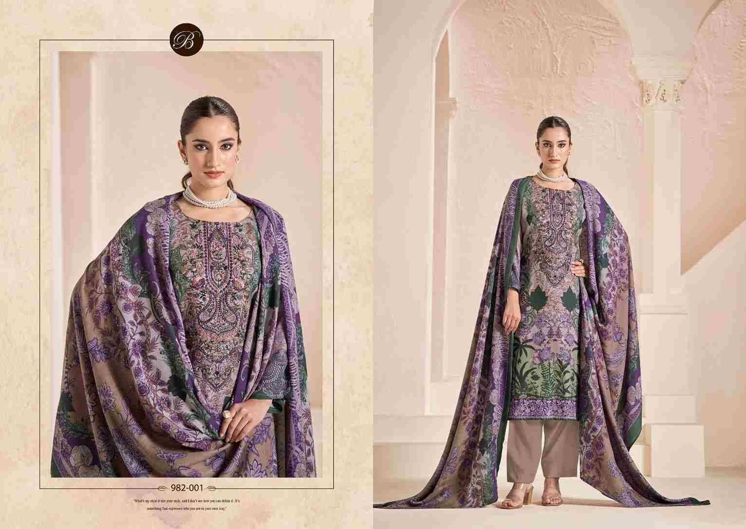 Mannat By Belliza 982-001 To 982-006 Series Beautiful Stylish Festive Suits Fancy Colorful Casual Wear & Ethnic Wear & Ready To Wear Pure Viscose Pashmina Jacquard Dresses At Wholesale Price