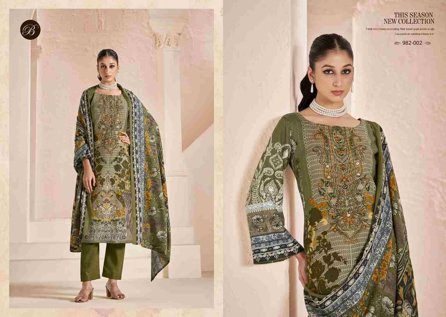 Mannat By Belliza 982-001 To 982-006 Series Beautiful Stylish Festive Suits Fancy Colorful Casual Wear & Ethnic Wear & Ready To Wear Pure Viscose Pashmina Jacquard Dresses At Wholesale Price